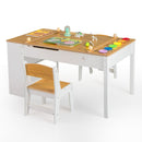 Children's art activity table and chair set with liftable tabletop, 6 storage bins, and safety features for creative.
