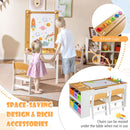 Children's art activity table set with liftable tabletop, 6 paint cups, and storage bins, perfect for playrooms.