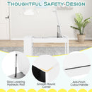 Kids art table set with smooth round corners, hydraulic rod, and anti-pinch cutout handle for safe play and storage.