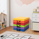 Colorful 6-piece square floor cushions with carrying handles, made of waterproof PU, ideal for kids' rooms and.