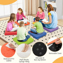 Colorful 6 PCS square floor cushions with waterproof PU leather covers and non-slip bottoms, perfect for kids' rooms.