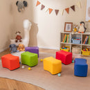 Colorful 6 PCS butterfly stools with PU leather covers, perfect for kids' seating and creative activities in playrooms.