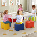 Colorful 6 PCS butterfly stools with PU leather covers, perfect for kids' seating and DIY activities in a playroom.