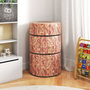 Three stackable kids floor cushions with wood grain design, made of PU leather, ideal for flexible seating and.