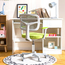 Children's green study computer chair with adjustable height, lumbar support, and 360-degree swivel for ergonomic comfort.