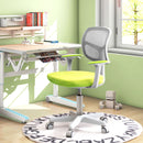 Children's desk chair in green featuring a breathable mesh back, adjustable height, and ergonomic design for optimal support.
