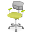 Children's height adjustable study chair in green with lumbar support, 360-degree swivel, and ergonomic design for comfort.