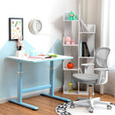 Kids study desk and chair set in grey, featuring adjustable height and ergonomic design for comfortable learning.