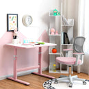 Children's pink study chair with adjustable height and lumbar support, perfect for home or school use.