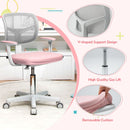 Children's study chair in pink with adjustable height, Y-shaped lumbar support, and removable cushion for comfort.
