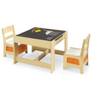 3 in 1 Kids Wooden Table & 2 Chair Set - Grey