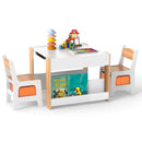 4-in-1 Kids Table and Chair Set, Wooden Activity Table, 2-in-1 Detachable Tabletop Table & Chair Set for Classroom - Natural