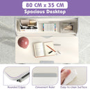 Spacious grey learning desk with adjustable height, tilt desktop, and built-in scale ruler for kids aged 3-12 years.