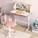 Height-adjustable pink learning desk with storage drawer and tilt desktop for kids aged 3-12, perfect for homework and.