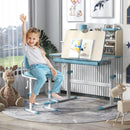 Kids Study Desk, Height Adjustable Children Writing Table w/Tilt Desktop, Home School Student Learning Desk w/Hutch