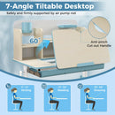 Kids Study Desk, Height Adjustable Children Writing Table w/Tilt Desktop, Home School Student Learning Desk w/Hutch