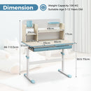 Kids Study Desk, Height Adjustable Children Writing Table w/Tilt Desktop, Home School Student Learning Desk w/Hutch
