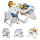 9-in-1 Kids Activity Table and Chair Set with 3 Heights and Book Rack - Grey