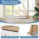 Kids Art Table & 2 Chairs Set w/Paper Roll, Craft Desk w/Flip-up Tabletop