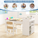 Kids Art Table & 2 Chairs Set w/Paper Roll, Craft Desk w/Flip-up Tabletop