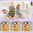 Kids vanity set with tri-folding mirror and 3-color adjustable LED lights, perfect for pretend play and storage.