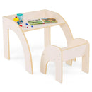 Kids Table and Chair Set Space-saving Activity Desk and Chair Set for Playroom - White