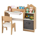 Kids Study Desk and Chair Set, Children Study Table - Natural