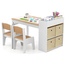 Wooden Kids Craft Study Desk w/Storage Shelves - Natural