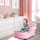 Pink kids sofa with PVC leather and wood frame, featuring ergonomic design and crystal embellishments for comfortable seating.