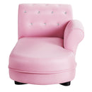 Pink kids sofa with PVC leather, crystal embellishments, and ergonomic design for comfortable sitting and easy movement.