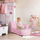Pink kids sofa with PVC leather and crystal embellishments, designed for comfort and easy movement in play areas.