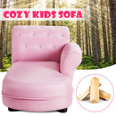 Pink kids sofa with PVC leather, crystal embellishments, and ergonomic design for comfortable sitting and lying down.