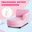 Pink kids sofa with PVC leather, ergonomic design, and crystal embellishments for comfortable sitting and proper posture.