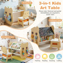 Bear-themed kids art table and chair set featuring a writing desk, whiteboard, and chalkboard for creative play.