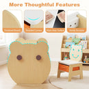 Bear-themed kids art table and chair set with rounded corners, wipe-clean surface, and ample storage for art supplies.