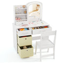 Kids vanity set with lighted mirror, ample storage drawers, and child-safe features for imaginative play and.