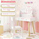 Kids vanity set with a 2-color LED mirror, solid pine wood legs, and ample storage for beauty essentials. Ideal for.