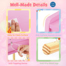 Close-up of the pink Princess Dressing Table showcasing anti-collision round corners and easy-to-clean surface for.