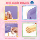 Princess dressing kids vanity set with purple finish, featuring a 2-color front-lit mirror and rounded corners for.