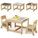 3 in 1 Thickened Wooden Kids Table and Chair Set with Removable Tabletop and 2 Storage Drawers - Gray