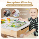3 in 1 Thickened Wooden Kids Table and Chair Set with Removable Tabletop and 2 Storage Drawers