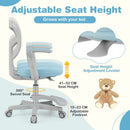 Kids study chair in blue with adjustable height, swivel seat, and ergonomic backrest for ages 3-10, perfect for comfort.