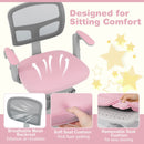 Kids study chair in pink with adjustable height, ergonomic mesh backrest, and removable soft cushion for comfort.