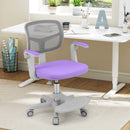 Kids study chair in purple with adjustable height, ergonomic mesh backrest, and swivel seat for ages 3-10.