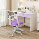 Kids study chair in purple with adjustable height, ergonomic mesh backrest, and removable cushion for comfort and.