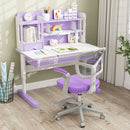 Purple kids study chair with a soft removable cushion and adjustable footrest for tailored comfort and healthy posture.