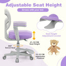 Kids study chair in purple with adjustable height, swivel seat, and ergonomic backrest for ages 3-10.