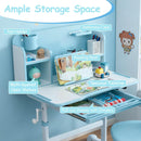 Kids Study Desk & Chair Set, Height-Adjustable Student Writing Table w/Chair