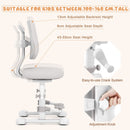 Ergonomic kids study chair in grey with adjustable backrest and footrest, designed for comfort and proper posture.
