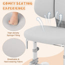 Ergonomic kids study chair in grey with high-density sponge padding and breathable fabric for comfortable seating.